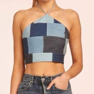 Amanda Uprichard denim halter top